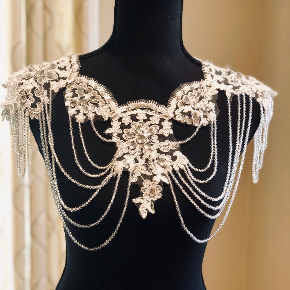 Custom bridal capelet, beaded shawl